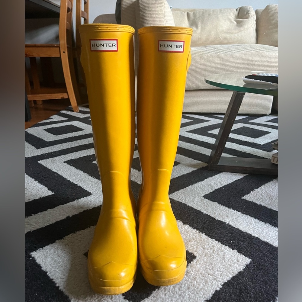 Classic yellow rain boots